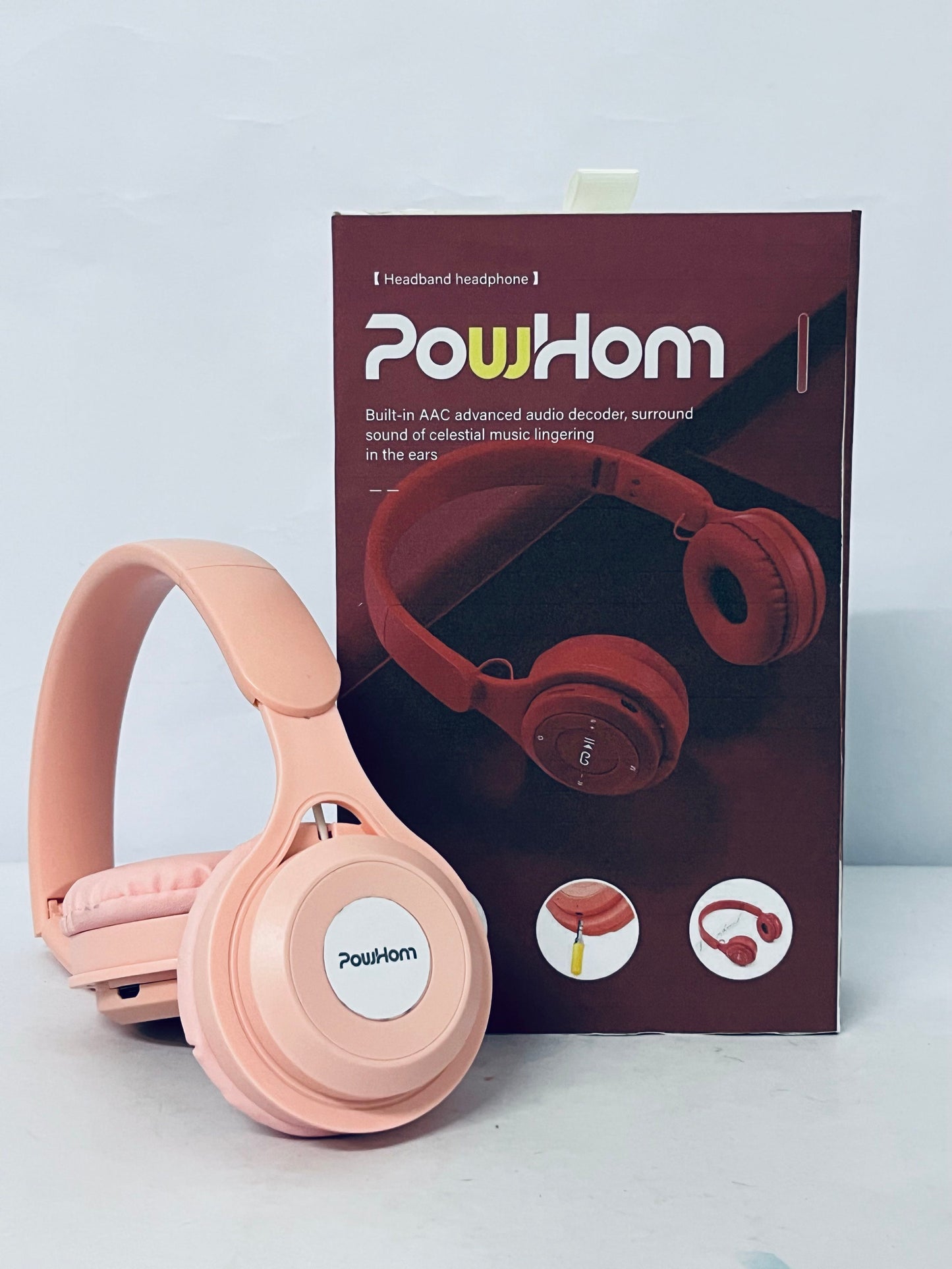 PowHom Upgraded Hybrid Noise Cancelling Headphones with Transparent Modes Wireless Bluetooth with Mic Deep Bass Soft-Earpads Hi-Fi Audio Comfortable Fit Long Playtime for Home Office Travel Over Ear Pink