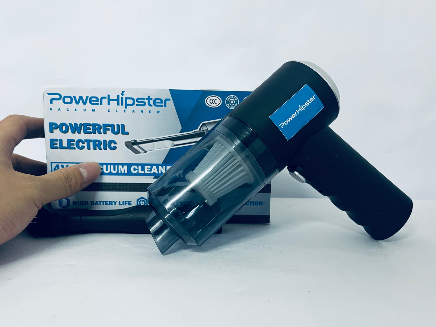 PowerHipster Handheld Vacuum Cordless, 6000Pa Air Duster, 1200mAh Rechargeable Battery Handheld Car Vacuum Cleaner, 120W High Power Vacuum Cleaner for Home, Office, Car, Pets (Black)