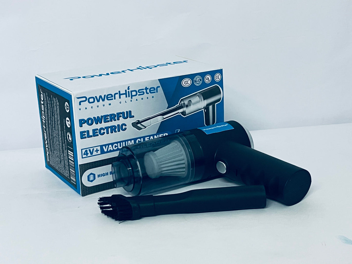 PowerHipster Handheld Vacuum Cordless, 6000Pa Air Duster, 1200mAh Rechargeable Battery Handheld Car Vacuum Cleaner, 120W High Power Vacuum Cleaner for Home, Office, Car, Pets (Black)