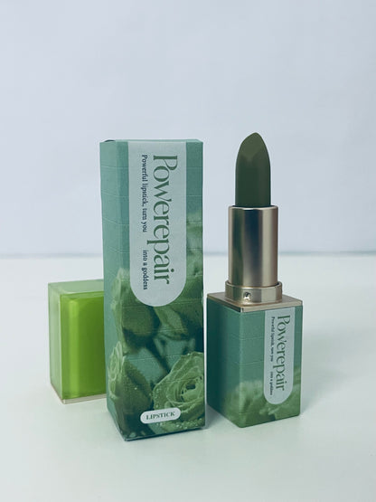 Powerepair Forest-Style Matte Green-Tone Lipstick Unique Niche Style An Eye-Catching Highlight Item for Makeup Looks