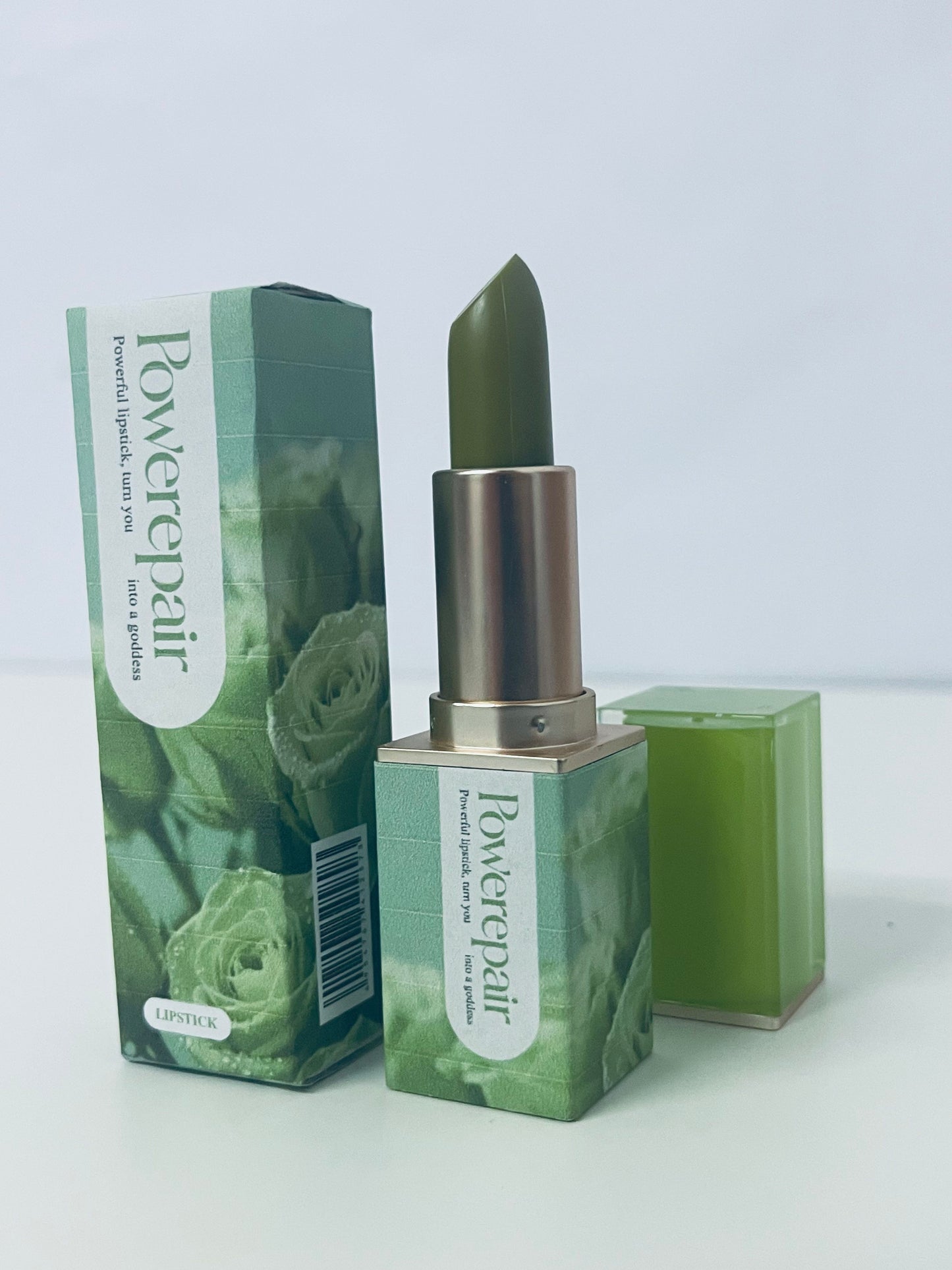 Powerepair Forest-Style Matte Green-Tone Lipstick Unique Niche Style An Eye-Catching Highlight Item for Makeup Looks