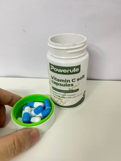 Powerule Vitamin C Soft Capsules 30-Count (90mg Each) Gentle Plant-Inspired Formula A Daily Nutritional Supplement for Skin & Mucous Membrane Health