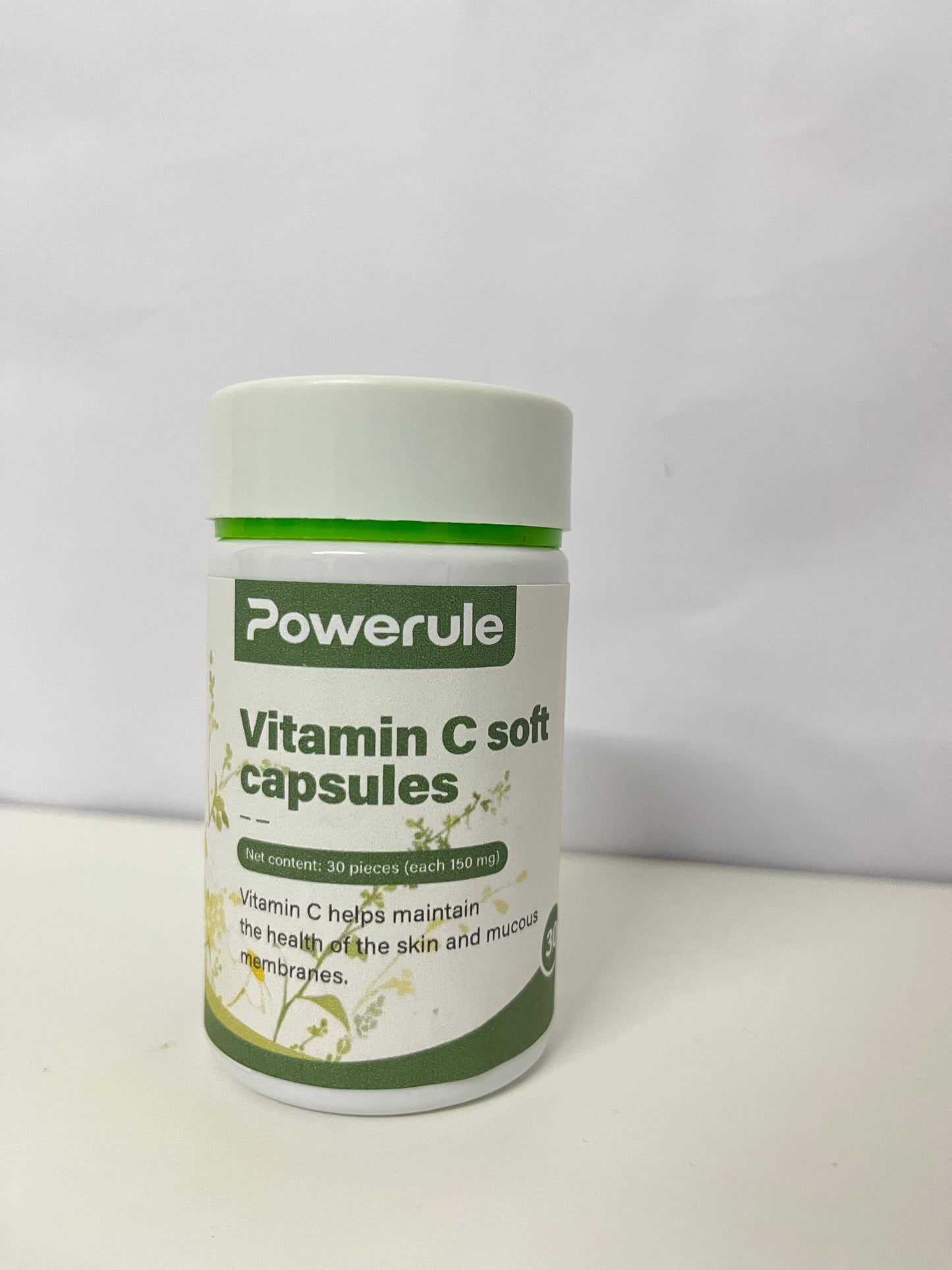 Powerule Vitamin C Soft Capsules 30-Count (90mg Each) Gentle Plant-Inspired Formula A Daily Nutritional Supplement for Skin & Mucous Membrane Health