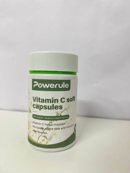 Powerule Vitamin C Soft Capsules 30-Count (90mg Each) Gentle Plant-Inspired Formula A Daily Nutritional Supplement for Skin & Mucous Membrane Health