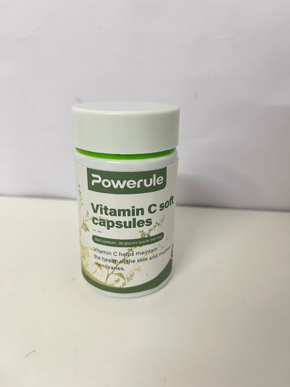 Powerule Vitamin C Soft Capsules 30-Count (90mg Each) Gentle Plant-Inspired Formula A Daily Nutritional Supplement for Skin & Mucous Membrane Health