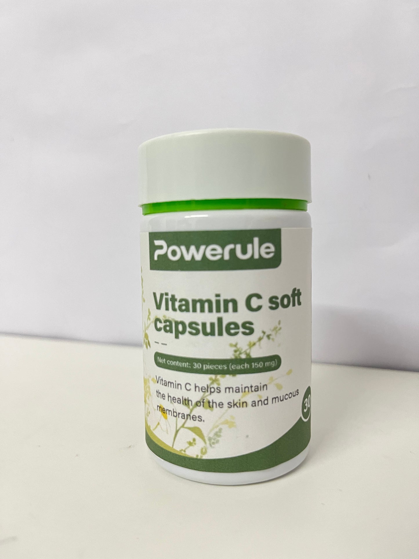 Powerule Vitamin C Soft Capsules 30-Count (90mg Each) Gentle Plant-Inspired Formula A Daily Nutritional Supplement for Skin & Mucous Membrane Health