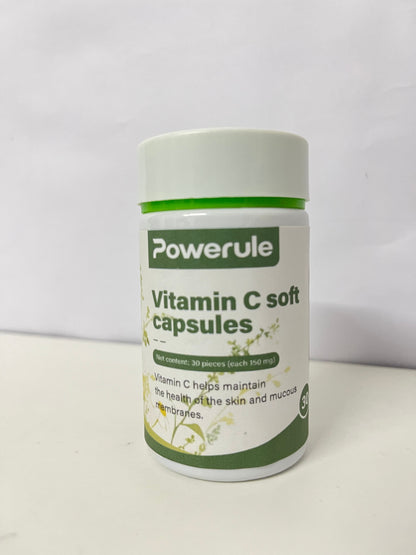 Powerule Vitamin C Soft Capsules 30-Count (90mg Each) Gentle Plant-Inspired Formula A Daily Nutritional Supplement for Skin & Mucous Membrane Health