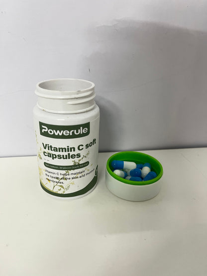 Powerule Vitamin C Soft Capsules 30-Count (90mg Each) Gentle Plant-Inspired Formula A Daily Nutritional Supplement for Skin & Mucous Membrane Health