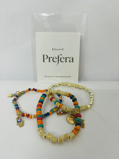 Prefera Boho Colorful Handmade Stackable Bead Bracelets Set Multicolor Seed Layered Stretch Bangle Bracelets Vaction Beach Trendy Jewelry Gifts for Women