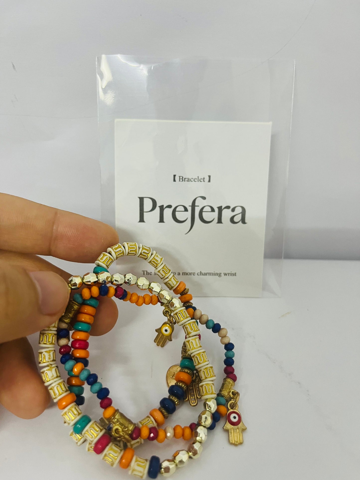 Prefera Boho Colorful Handmade Stackable Bead Bracelets Set Multicolor Seed Layered Stretch Bangle Bracelets Vaction Beach Trendy Jewelry Gifts for Women