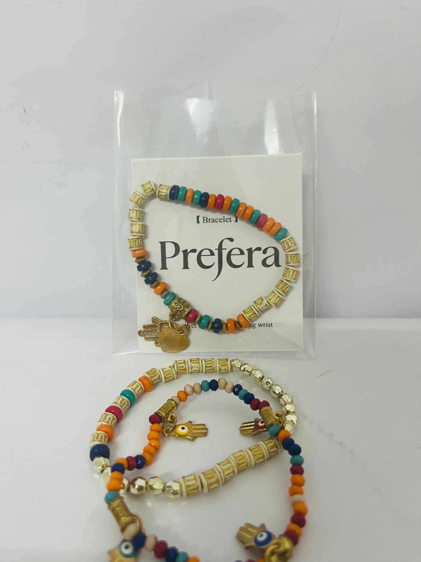 Prefera Boho Colorful Handmade Stackable Bead Bracelets Set Multicolor Seed Layered Stretch Bangle Bracelets Vaction Beach Trendy Jewelry Gifts for Women