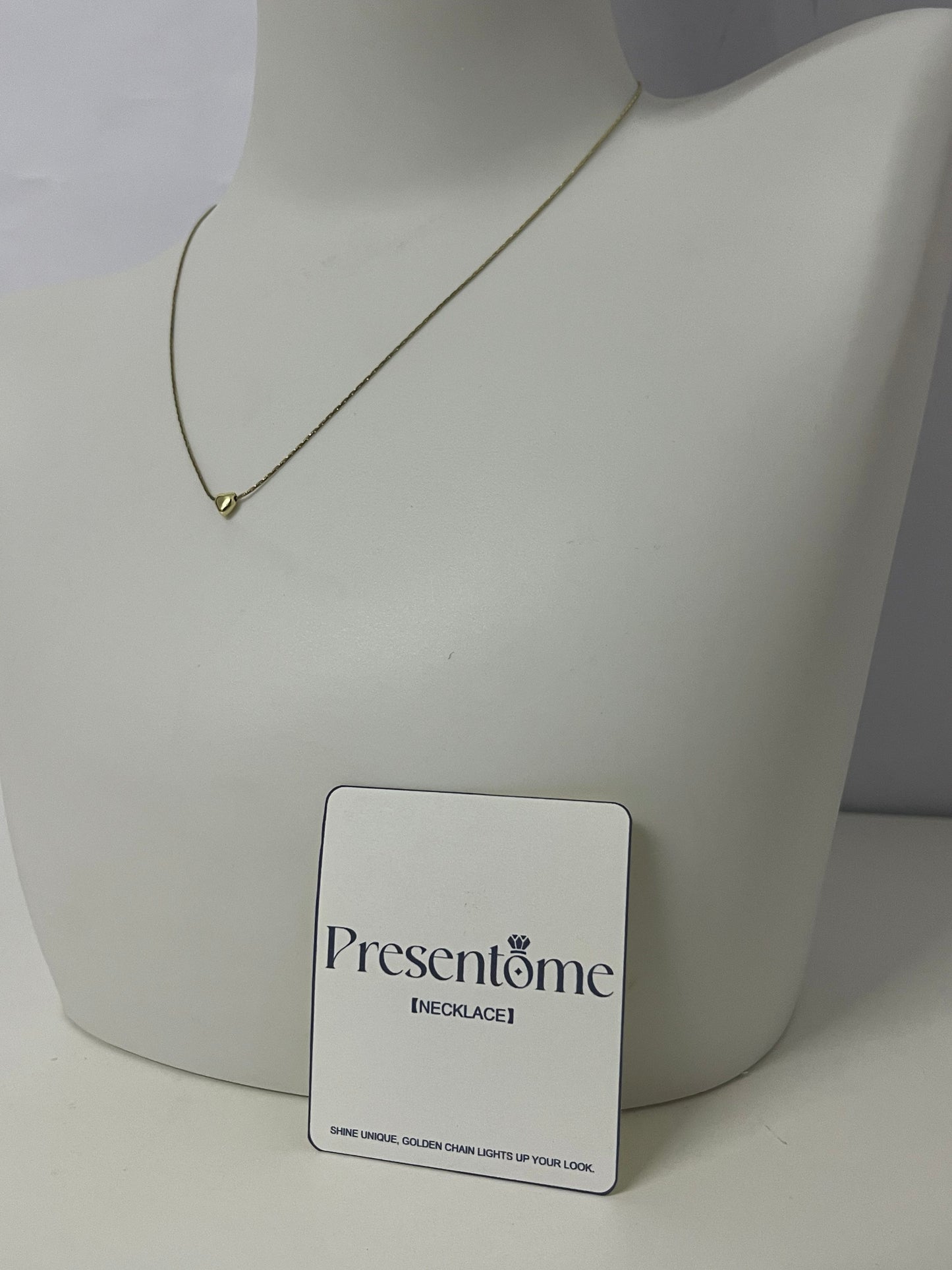 [Presentome Necklaces [jewellery]]——Presentome Minimalist Gold Heart Necklace - 14K Gold Plated Dainty Clavicle Chain