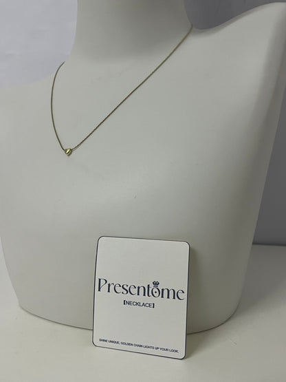[Presentome Necklaces [jewellery]]——Presentome Minimalist Gold Heart Necklace - 14K Gold Plated Dainty Clavicle Chain