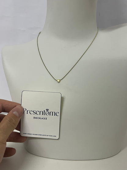 [Presentome Necklaces [jewellery]]——Presentome Minimalist Gold Heart Necklace - 14K Gold Plated Dainty Clavicle Chain