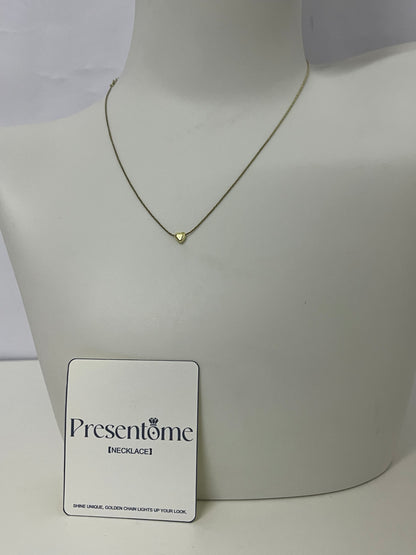 [Presentome Necklaces [jewellery]]——Presentome Minimalist Gold Heart Necklace - 14K Gold Plated Dainty Clavicle Chain