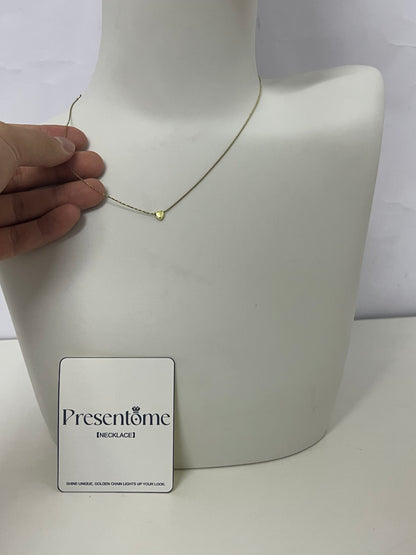 [Presentome Necklaces [jewellery]]——Presentome Minimalist Gold Heart Necklace - 14K Gold Plated Dainty Clavicle Chain