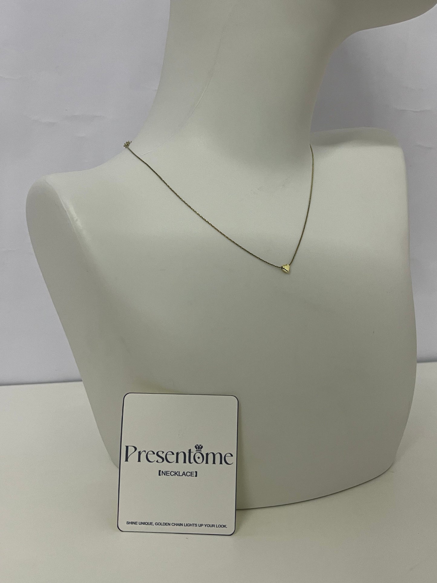 [Presentome Necklaces [jewellery]]——Presentome Minimalist Gold Heart Necklace - 14K Gold Plated Dainty Clavicle Chain