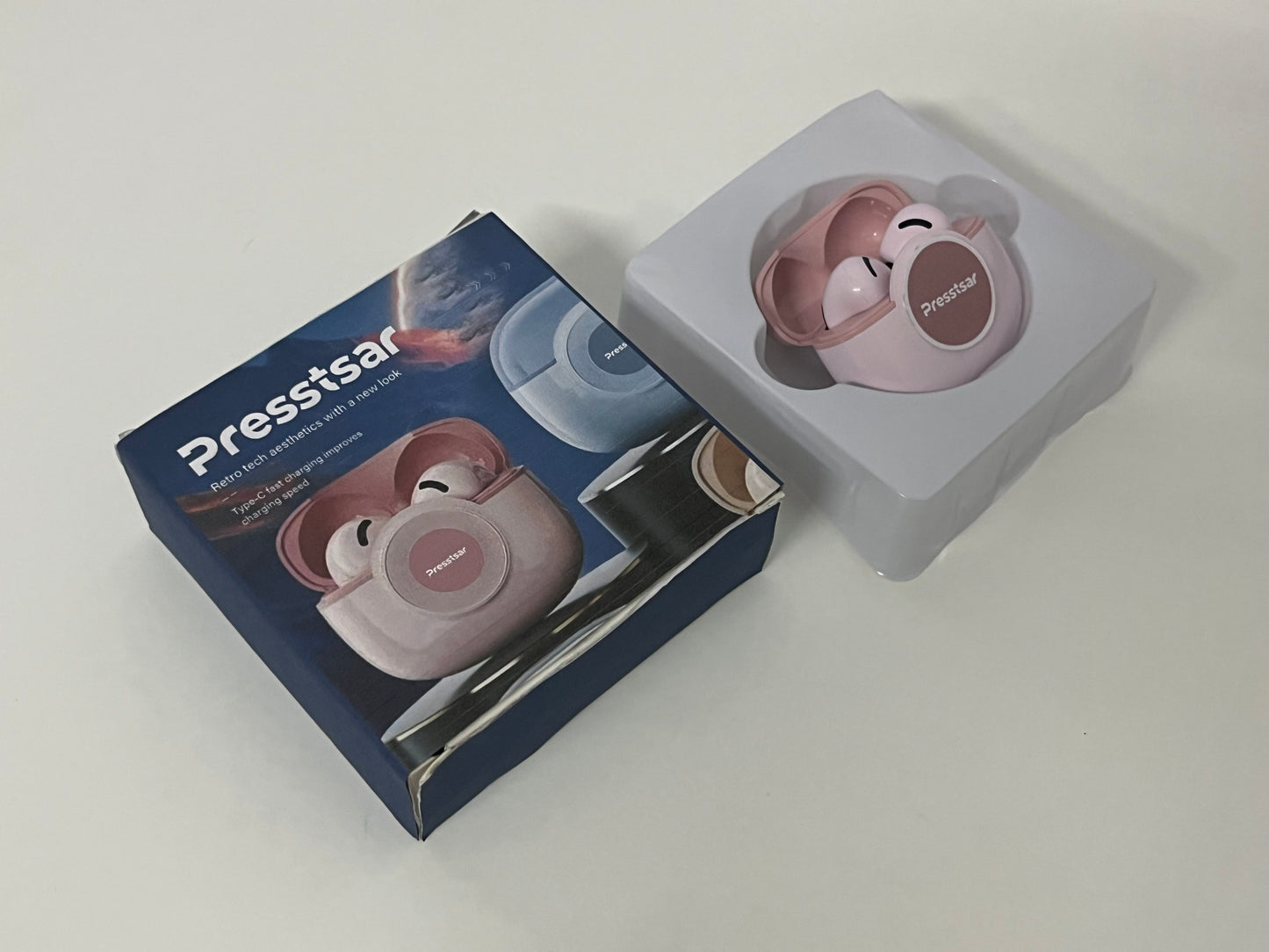 [Presstsar Earphones]-Retro Cute Wireless Bluetooth Earbuds - Semi-In-Ear Noise Canceling Headphones