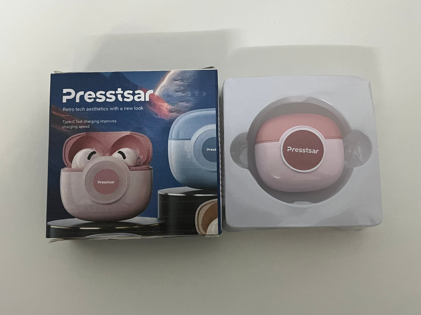 [Presstsar Earphones]-Retro Cute Wireless Bluetooth Earbuds - Semi-In-Ear Noise Canceling Headphones