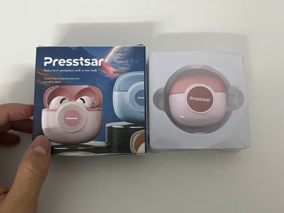 [Presstsar Earphones]-Retro Cute Wireless Bluetooth Earbuds - Semi-In-Ear Noise Canceling Headphones