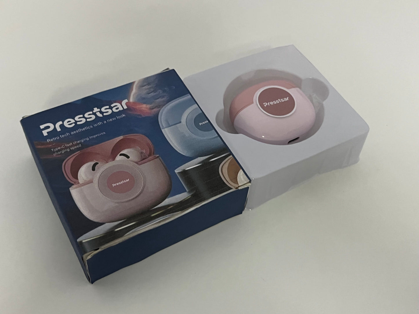 [Presstsar Earphones]-Retro Cute Wireless Bluetooth Earbuds - Semi-In-Ear Noise Canceling Headphones