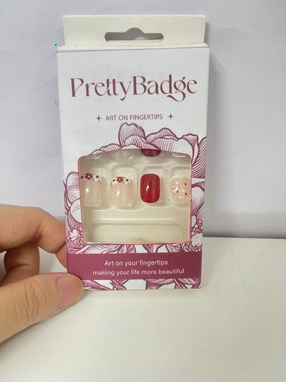 PrettyBadge Berry Gradient False Nails Retro Sweet Element Style An Exquisite Atmospheric Item for Finger Decoration