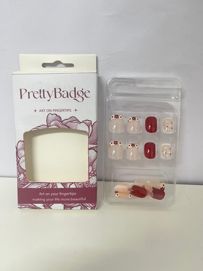PrettyBadge Berry Gradient False Nails Retro Sweet Element Style An Exquisite Atmospheric Item for Finger Decoration