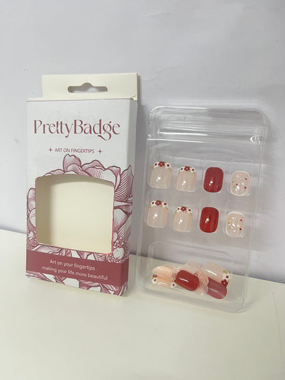 PrettyBadge Berry Gradient False Nails Retro Sweet Element Style An Exquisite Atmospheric Item for Finger Decoration