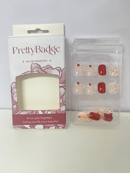 PrettyBadge Berry Gradient False Nails Retro Sweet Element Style An Exquisite Atmospheric Item for Finger Decoration