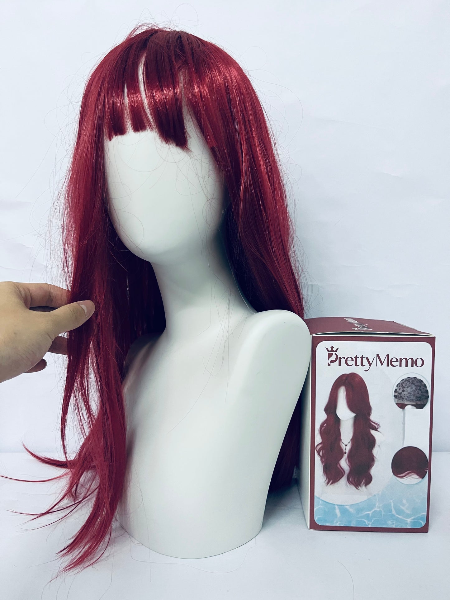 PrettyMemo Wigs 28" Long Wavy Hair Heat Resistant Cosplay Wig for Women (Red)