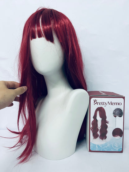 PrettyMemo Wigs 28" Long Wavy Hair Heat Resistant Cosplay Wig for Women (Red)