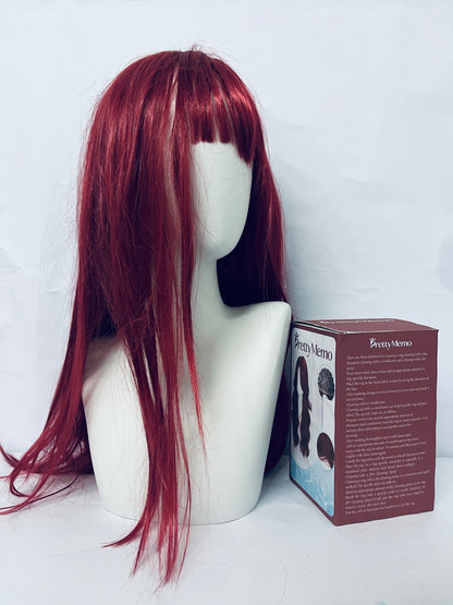 PrettyMemo Wigs 28" Long Wavy Hair Heat Resistant Cosplay Wig for Women (Red)