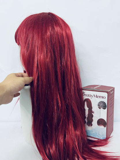PrettyMemo Wigs 28" Long Wavy Hair Heat Resistant Cosplay Wig for Women (Red)