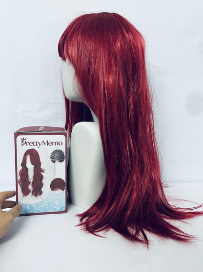 PrettyMemo Wigs 28" Long Wavy Hair Heat Resistant Cosplay Wig for Women (Red)