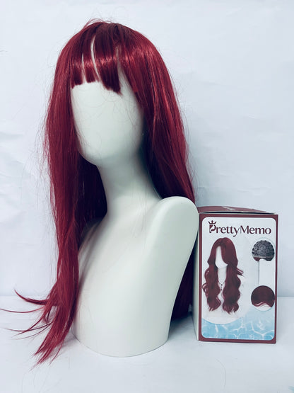 PrettyMemo Wigs 28" Long Wavy Hair Heat Resistant Cosplay Wig for Women (Red)