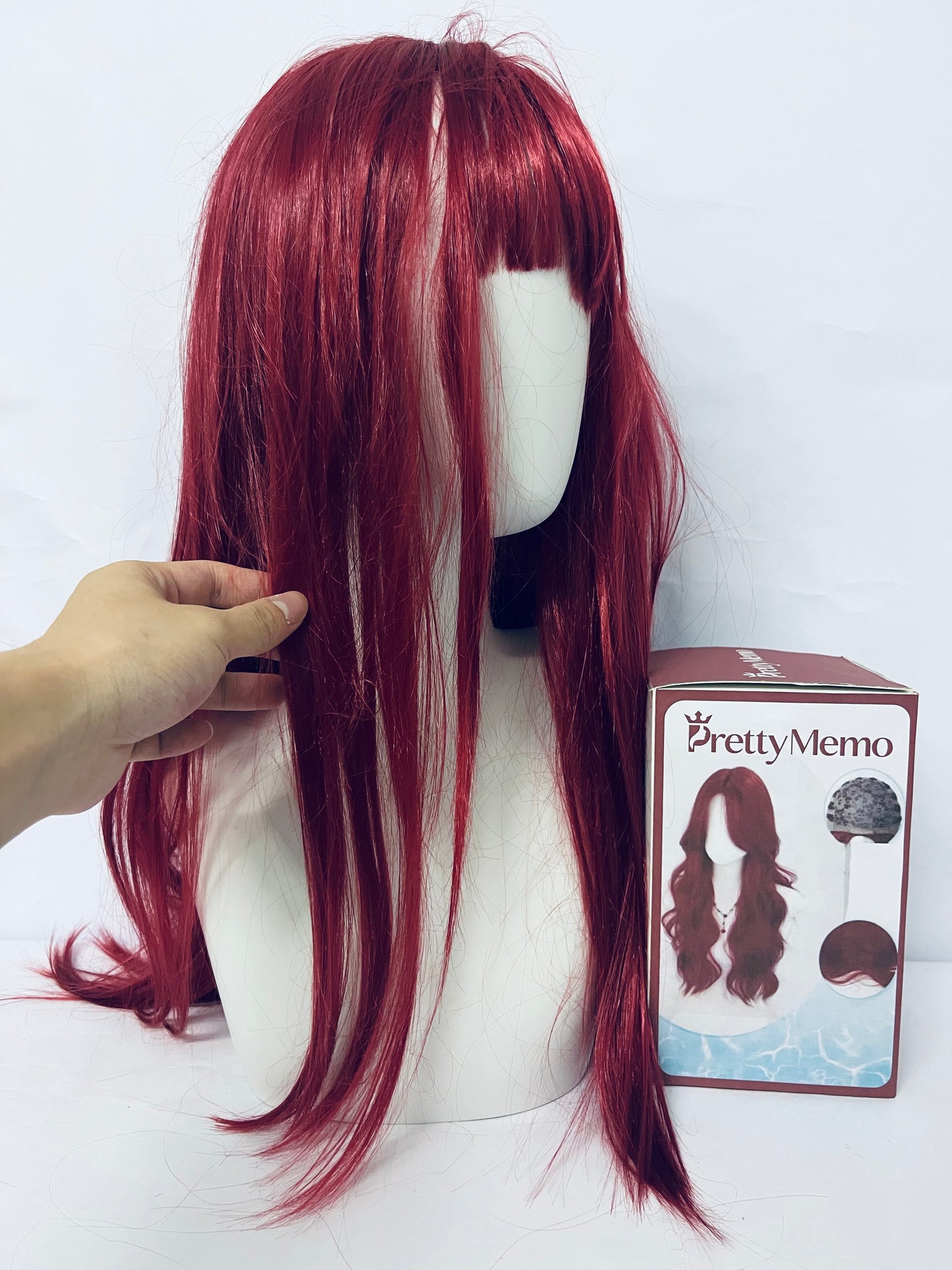 PrettyMemo Wigs 28" Long Wavy Hair Heat Resistant Cosplay Wig for Women (Red)
