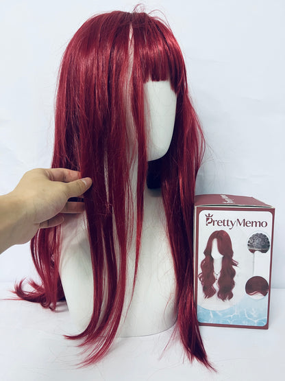 PrettyMemo Wigs 28" Long Wavy Hair Heat Resistant Cosplay Wig for Women (Red)