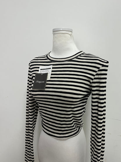 Prettyscene Slim-Fit Striped Tops as clothing - Long-Sleeve Crop Top for Daily Wear