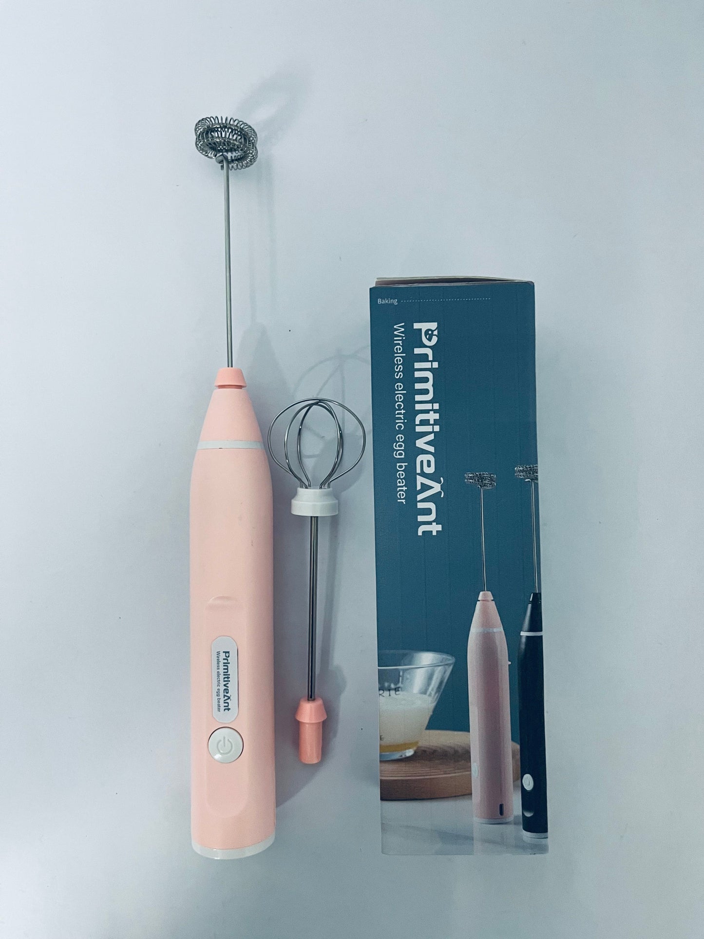 PrimitiveAnt Mini Mixer Handheld,Cordless Electric Beater Whisk for Egg,Strong Three Speed Adjustable (Pink)
