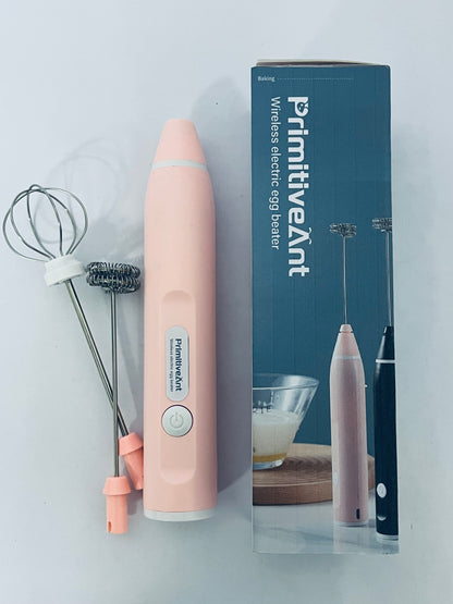 PrimitiveAnt Mini Mixer Handheld,Cordless Electric Beater Whisk for Egg,Strong Three Speed Adjustable (Pink)