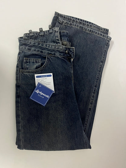 [Luckpuzzle Jeans]——Luckpuzzle Vintage Washed High-Waisted Wide-Leg Jeans - Slimming & Draped Floor-Length Denim