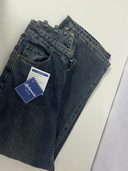 [Luckpuzzle Jeans]——Luckpuzzle Vintage Washed High-Waisted Wide-Leg Jeans - Slimming & Draped Floor-Length Denim
