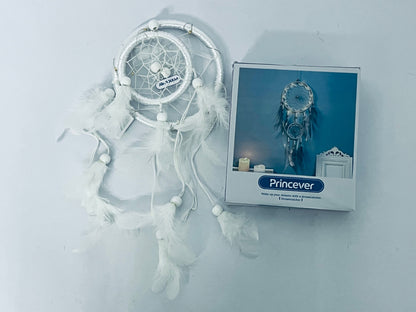 Princever White Dream Catcher Wind Chimes Handmade Beaded Dreamcatcher for Kids Bed Room Wall Hanging Decoration