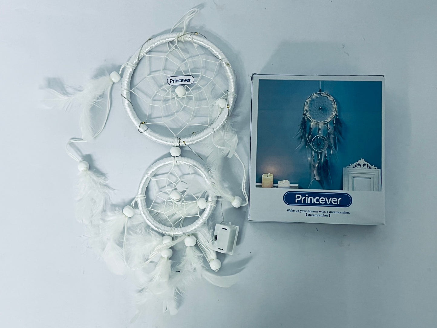 Princever White Dream Catcher Wind Chimes Handmade Beaded Dreamcatcher for Kids Bed Room Wall Hanging Decoration