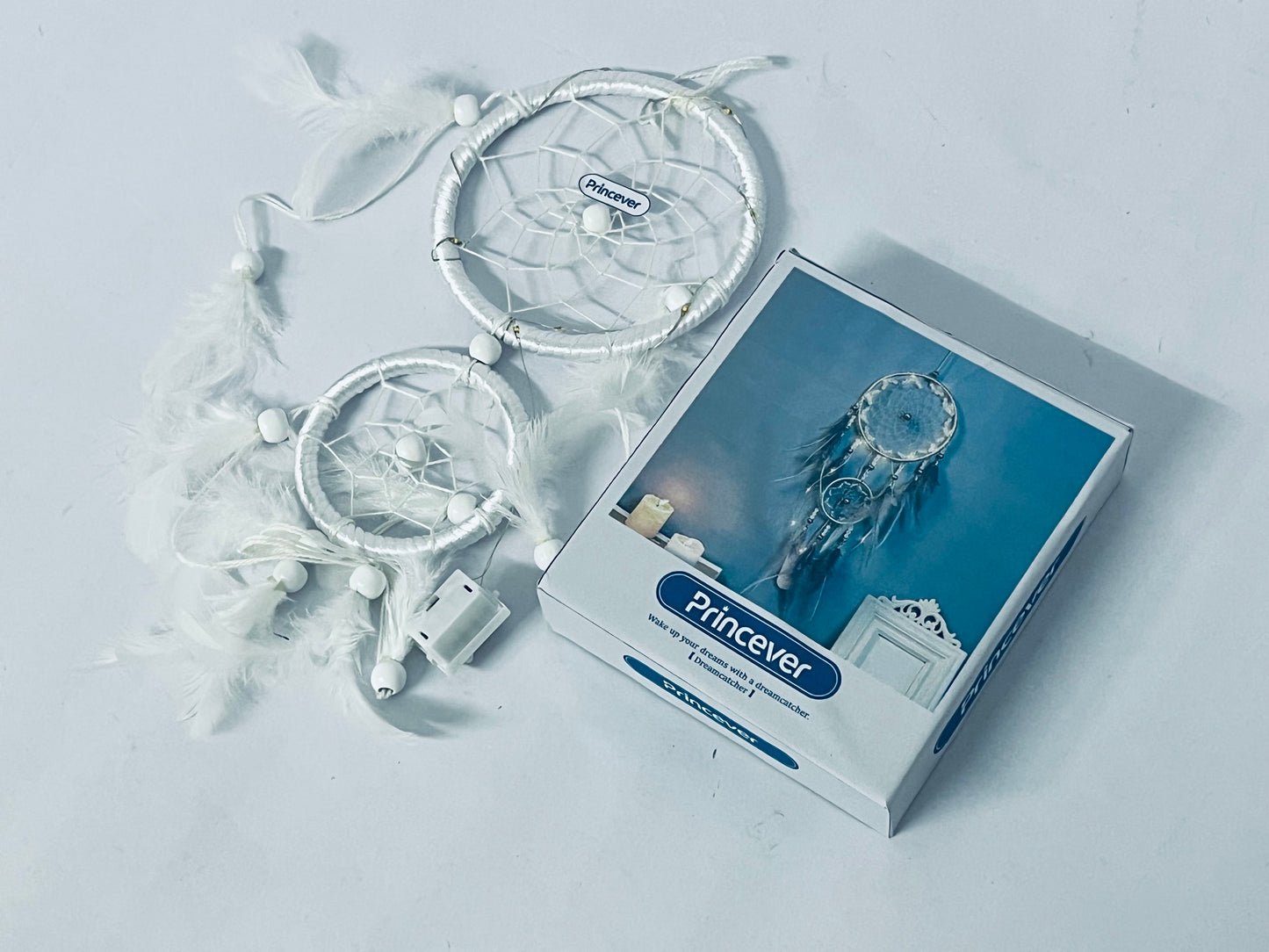 Princever White Dream Catcher Wind Chimes Handmade Beaded Dreamcatcher for Kids Bed Room Wall Hanging Decoration
