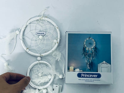 Princever White Dream Catcher Wind Chimes Handmade Beaded Dreamcatcher for Kids Bed Room Wall Hanging Decoration