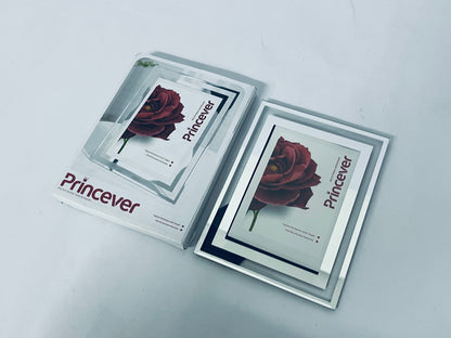 Princever Glass Photo Frame for Tabletop/Desktop Display, Horizontal/Vertical Orientation, Silver Finish