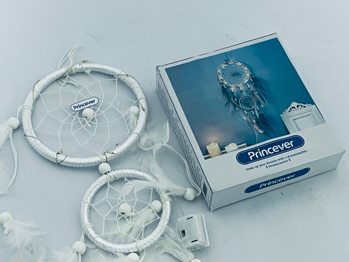 Princever White Dream Catcher Wind Chimes Handmade Beaded Dreamcatcher for Kids Bed Room Wall Hanging Decoration
