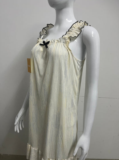 【Punchic Ruffle Trim Sleep Dress】—— Gentle Comfort for Restful Nights