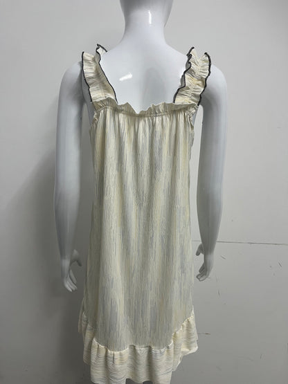 【Punchic Ruffle Trim Sleep Dress】—— Gentle Comfort for Restful Nights